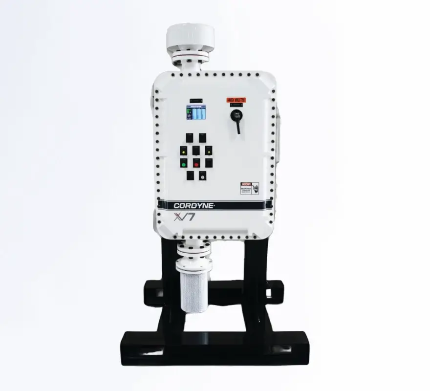 Cordyne XV7 Series NEMA 7 explosion-proof VFD on mounting stand